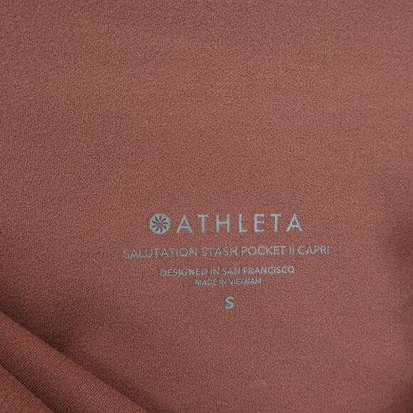 Athleta Salutation Stash Pocket II Capri Hearth Rose Brown Size Small - Picture 3 of 7
